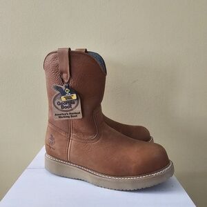 GEORGIA BOOT WEDGE 10" STEEL TOE PULL-ON WELLINGTON WORK BOOTS G5353 - 11.5